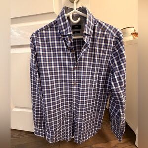 Boss Men's Checkered Shirt in Brown and Blue